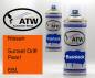 Preview: Nissan, Sunset Drift Pearl, EBL: 400ml Sprühdose + 400ml Klarlack - Set, von ATW Autoteile West.